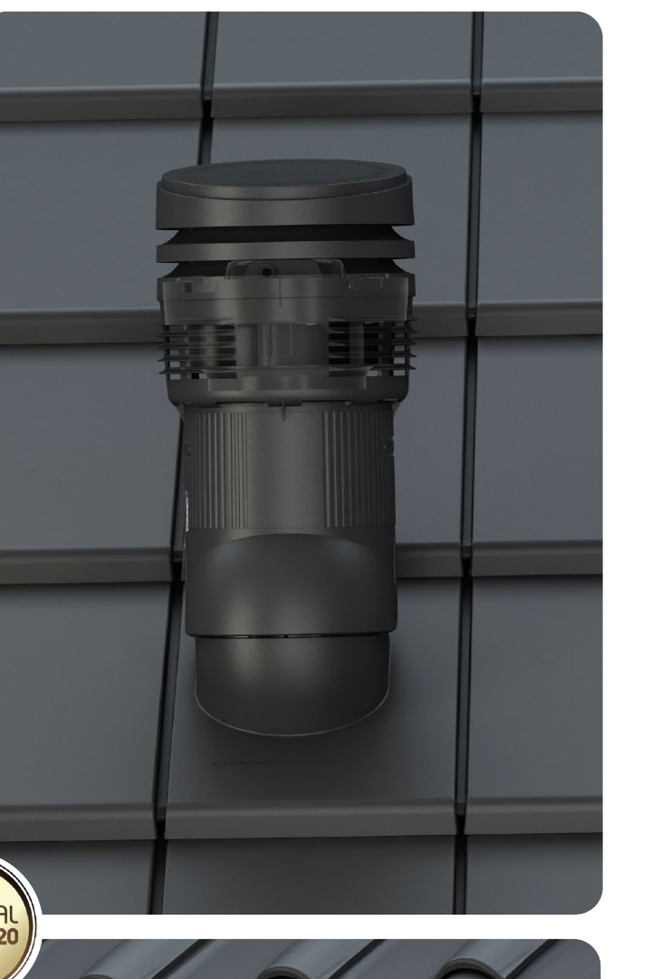 Dachventilator DN 125 für Keramik- und Betondachziegel – Typ 15 – Biberschwanzziegel Kronenziegel – Graphit – RAL 7024 – Standard+ Motor