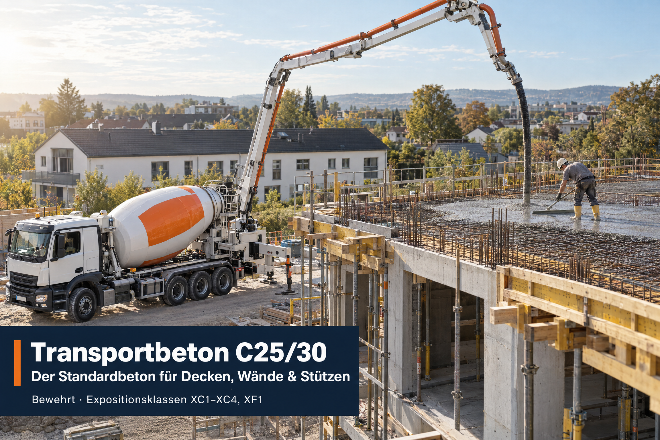 Standard-Transportbeton C25/30 (F3 / 32 mm) – Der bewährte Allrounder für den Hochbau