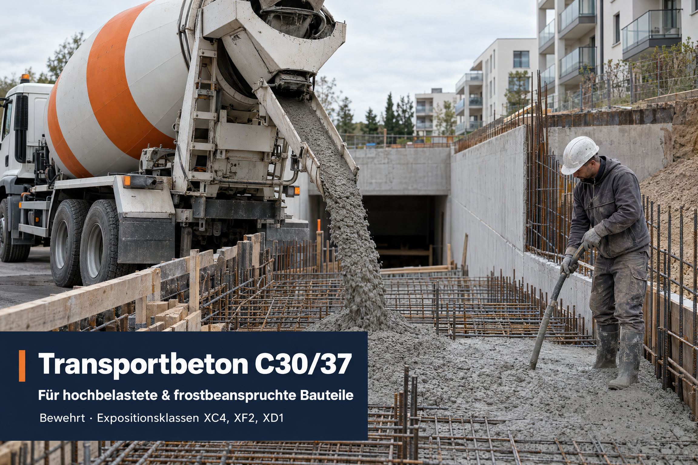 Hochleistungs-Transportbeton C30/37 (F3 / 32 mm) – Für extreme Beanspruchung